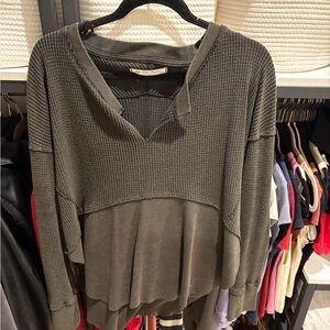 Free people Women's Grey Waffle Knit Top